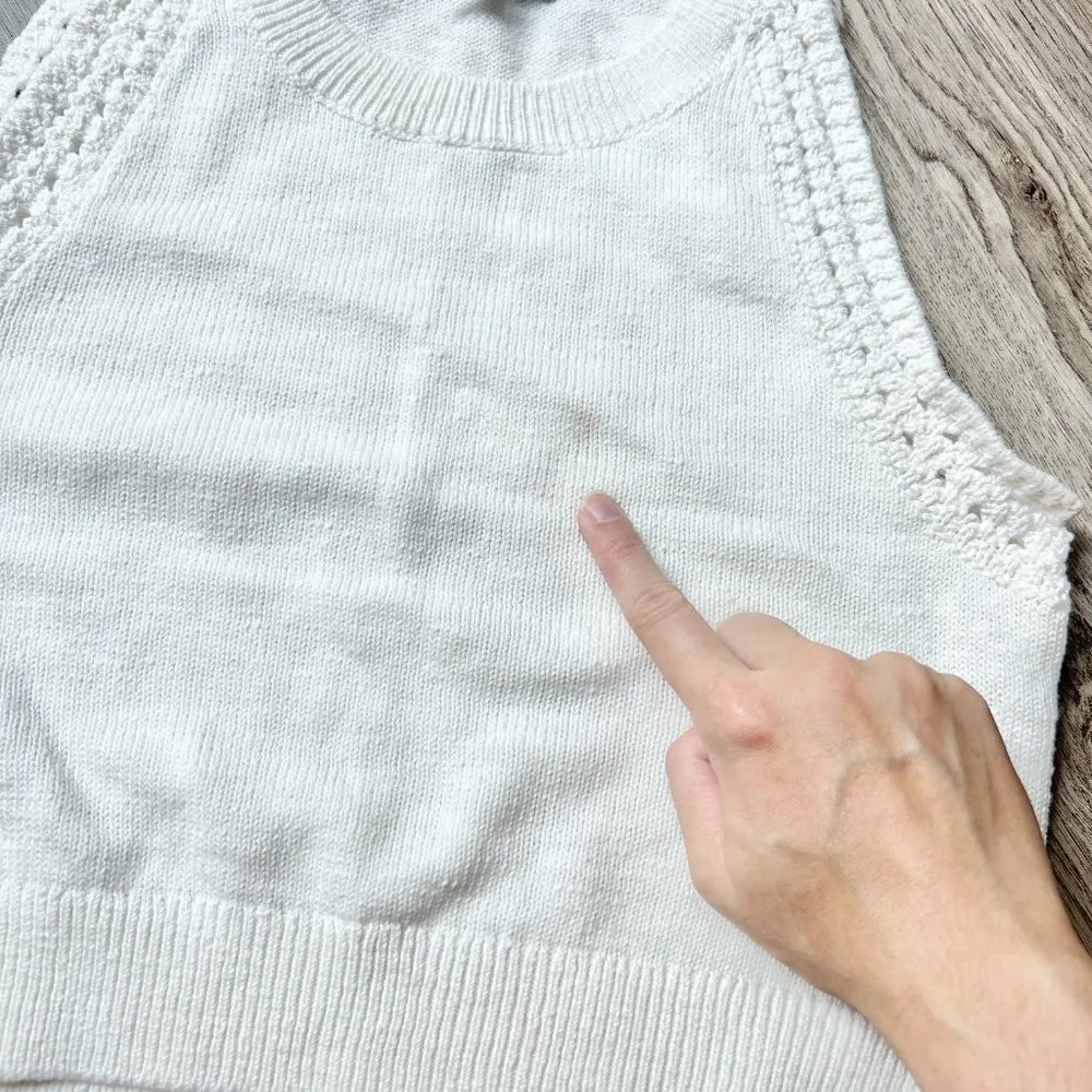 Madewell Crochet-Trim Crop Sweater Tank in Lighthouse White Size S NWT - Image 11