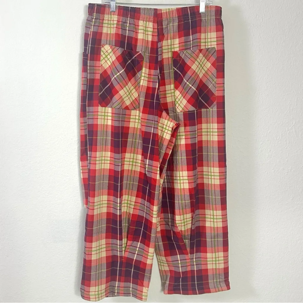 Free People XL Nice Choice Pull-On Barrel Pants in Wine Combo Lantern Plaid NWT - Image 7
