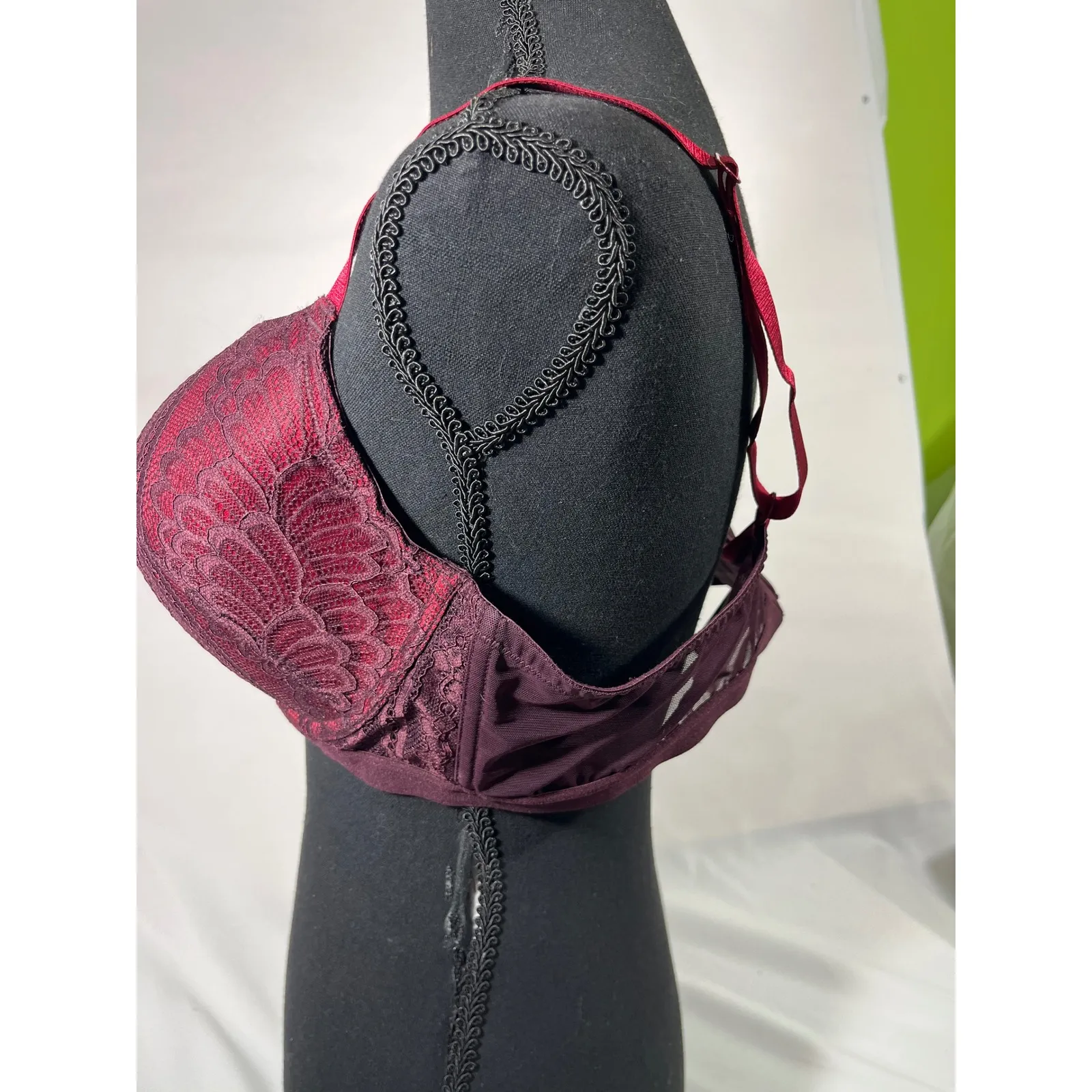 Adore Me Women Lace Balconette Sexy Full Coverage Push Up Bra Burgundy Size 40DD - Image 5