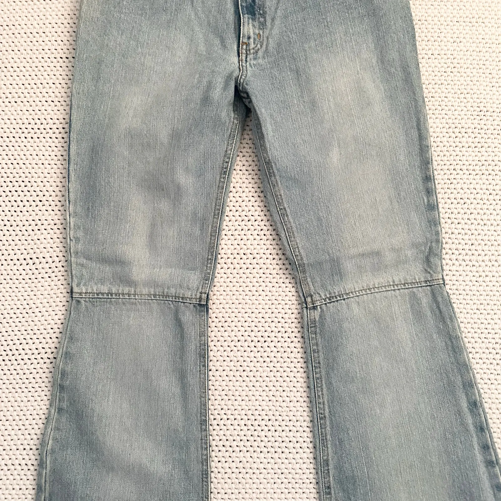 Polo Ralph Lauren Vintage Y2K Light Wash Knee Seam Low Rise Flare Denim Jeans 10 - Image 3