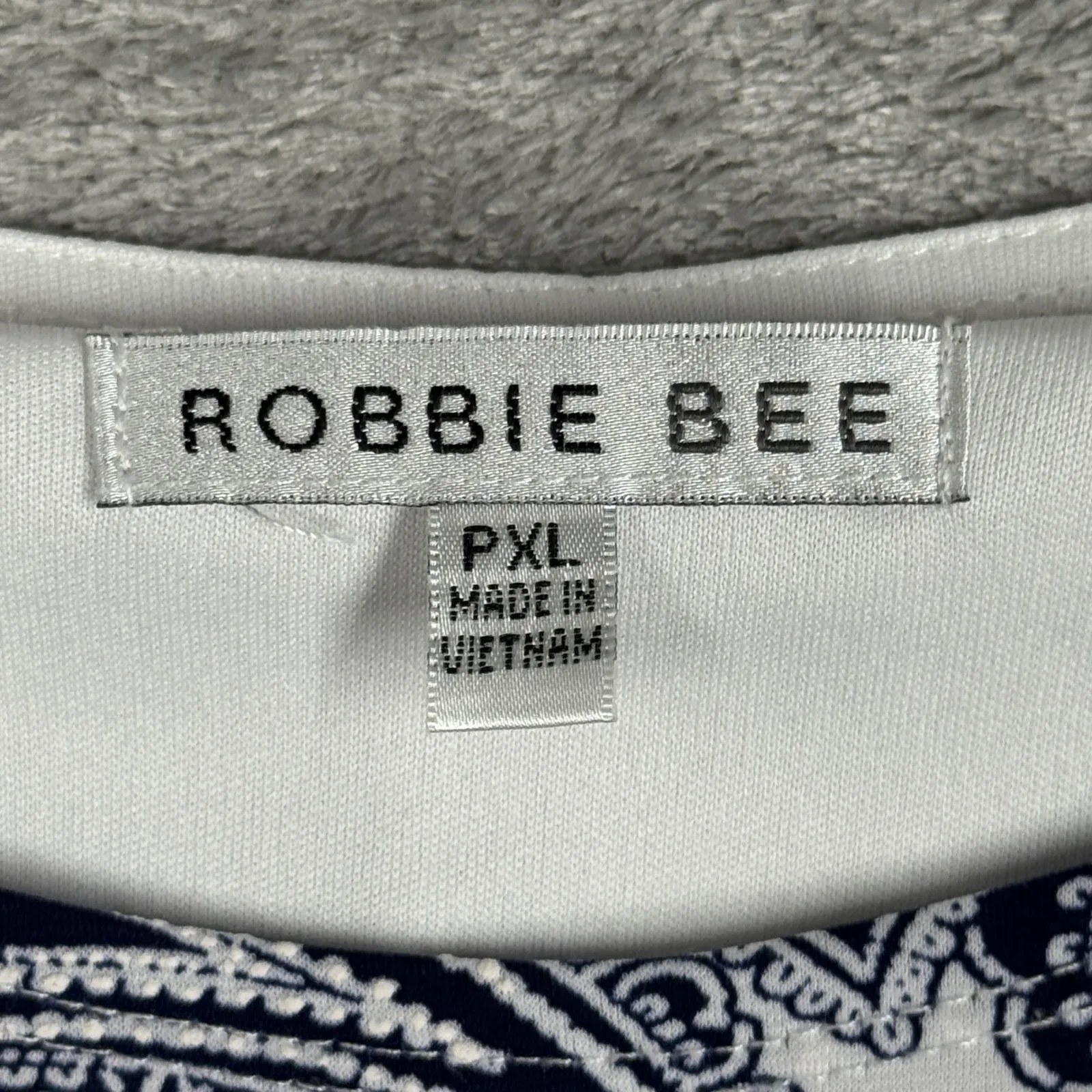 Robbie Bee Dress Paisley Print Side Tie Boho Casual Office White Blue XL Petite - Image 7