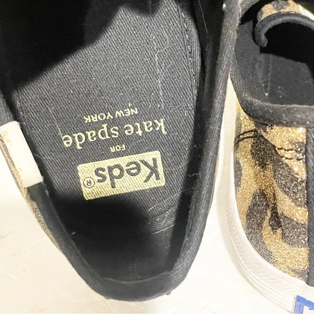 Keds x Kate Spade Size 6M Brown Sparkle Leopard Animal Print Low Top Sneaker - Image 5