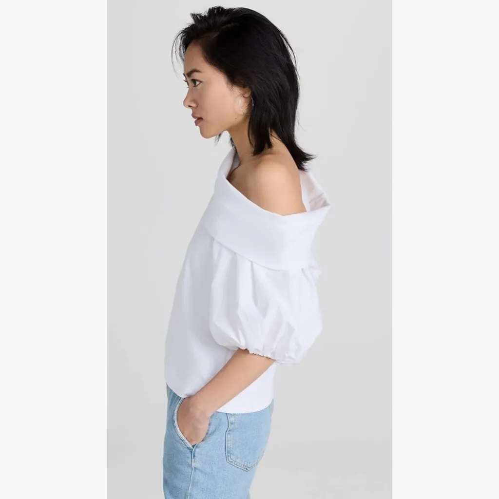 NWT Tanya Taylor Georgia Off Shoulder Puff-
Sleeve Top Optic White Medium $295 - Image 9