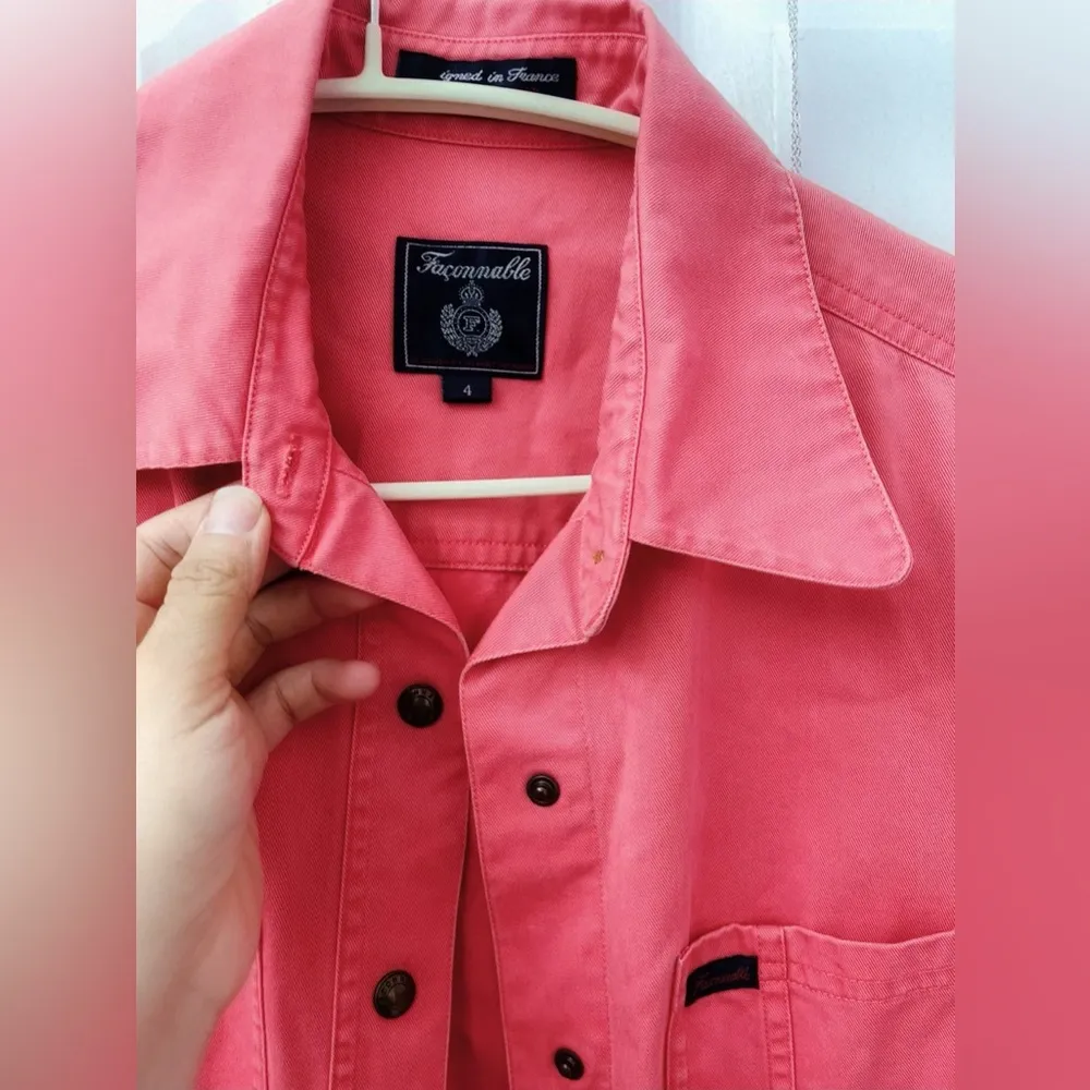 Faconnable Sz 4 Jean A-Line Dress Button Up Knee Length Front Flap Pockets - Image 3