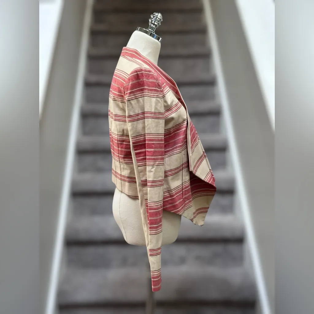 NEW BCBGMAXAZRIA Abbey Cropped Relaxed Blazer Jacket Red Multi Women’s M Office - Image 12