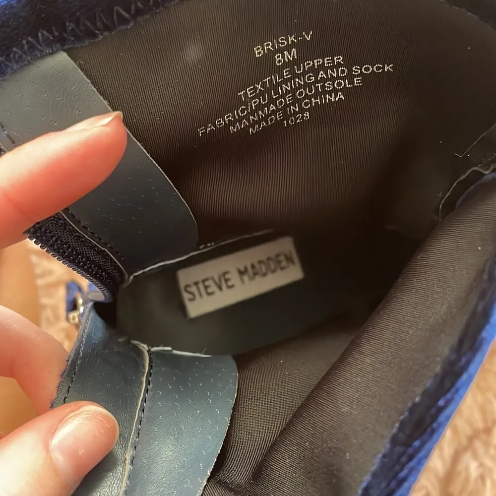 Steve Madden Brisk Blue Velvet Booties - Image 6