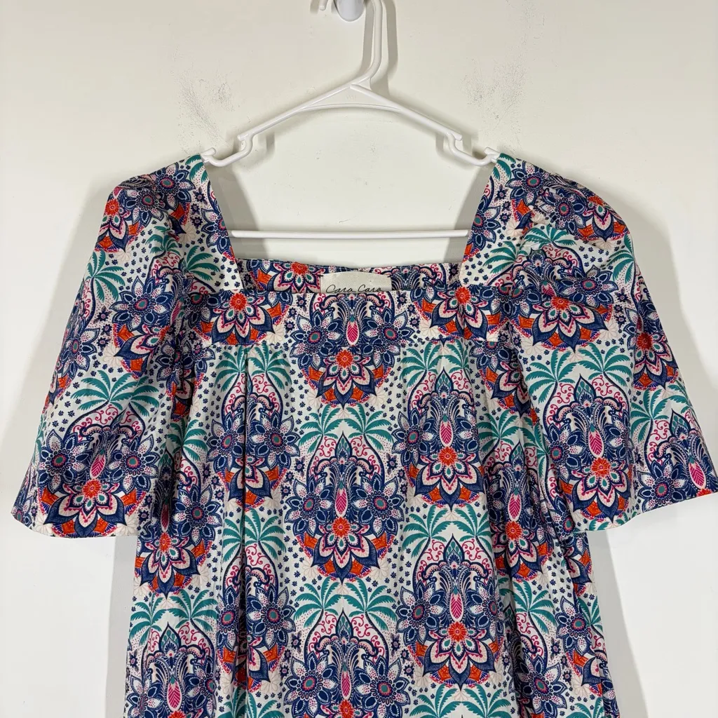 Cara Cara Janie Palm Medallion Dress Size Medium Blue - Image 6