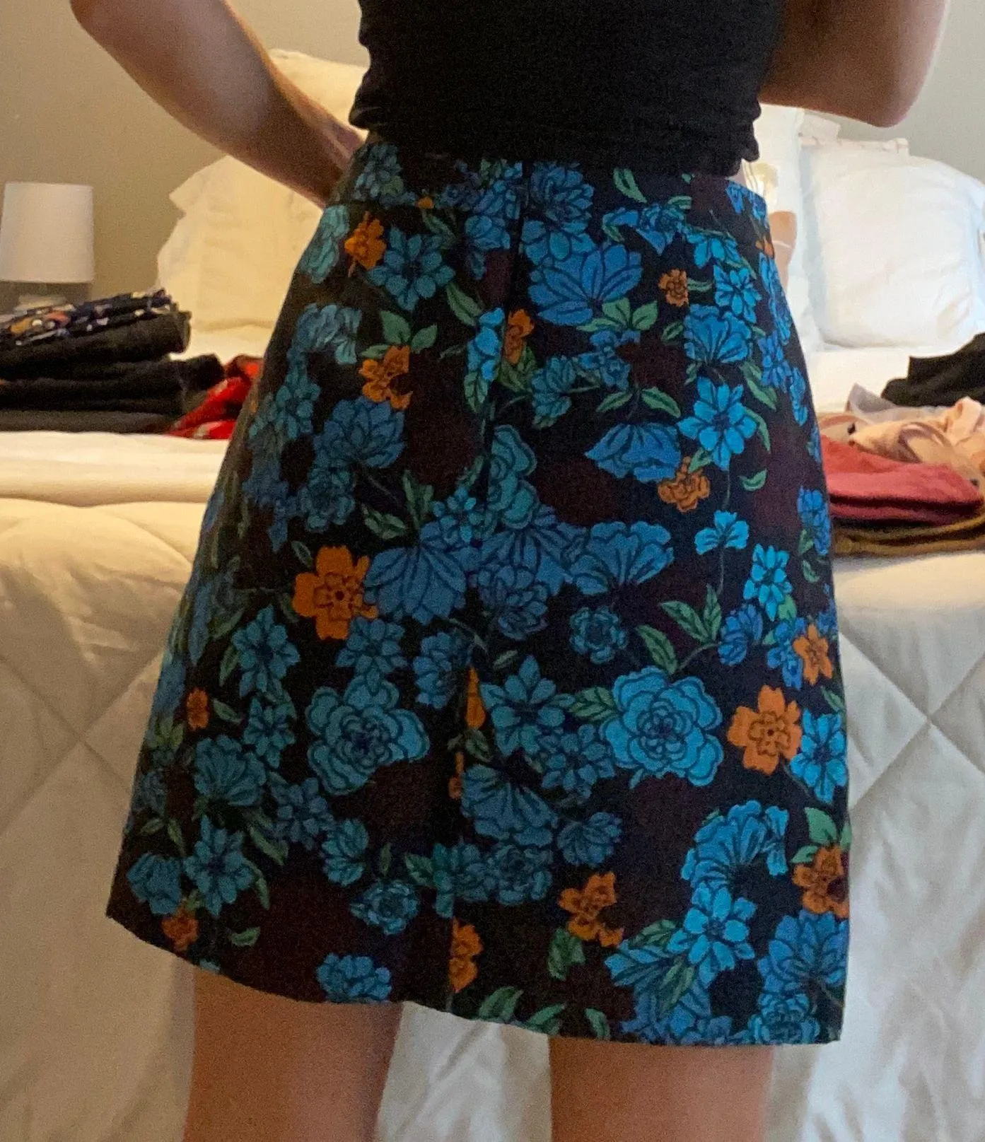 Navy Blue Floral Skirt - Image 2