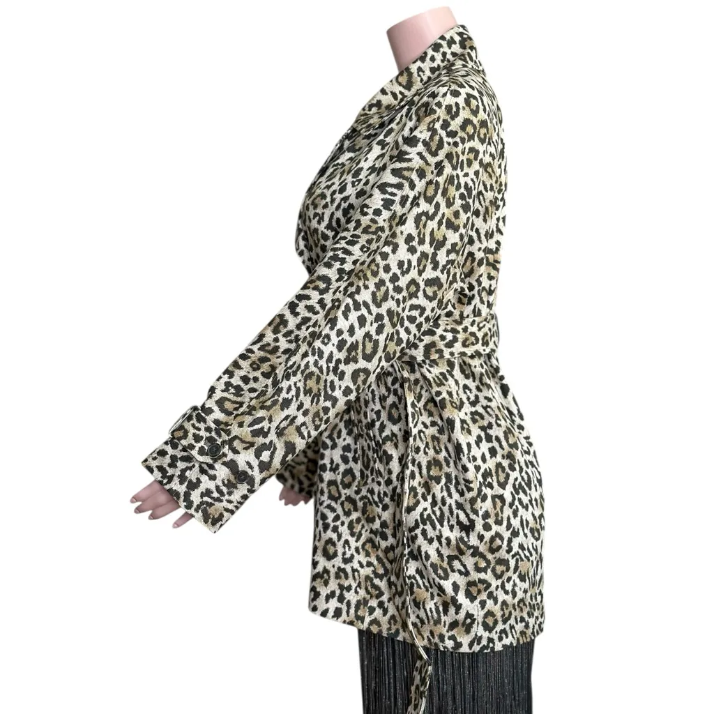 J.CREW Leopard Short Trench Coat, Brown, Small - Image 10