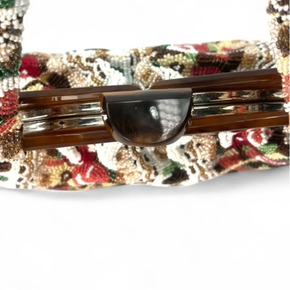 Vintage Antique 1930's Artisan Hand Beaded Top Handle Purse Bag Bakelite Clasp - Image 4