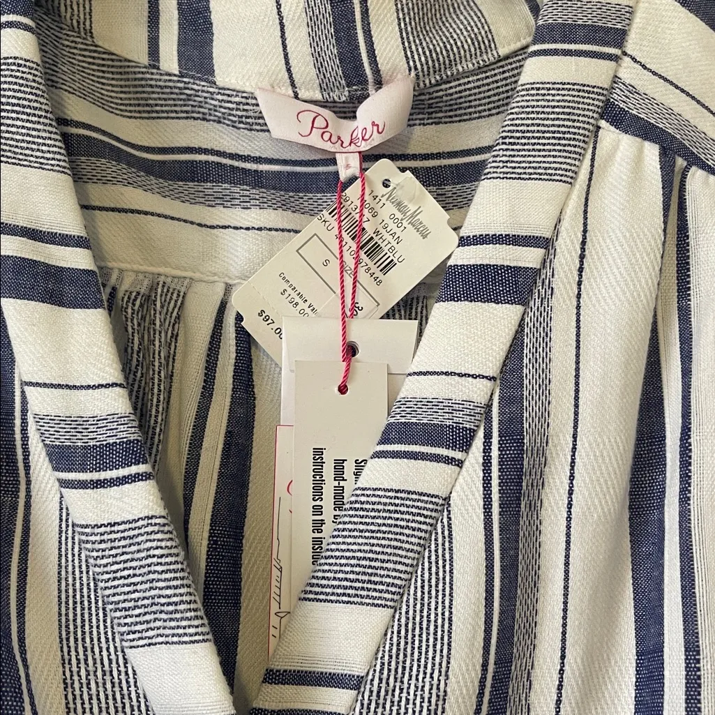 Parker Saskia Stripe V Neck Tie Waist Blouse Size S NWT - Image 2