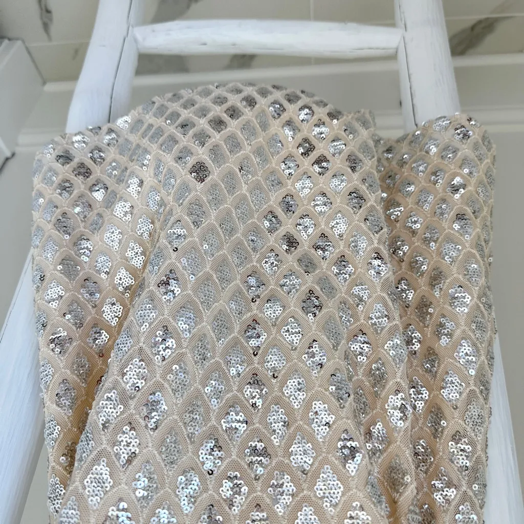 Saints & Secrets Asymmetrical Cowl Neckline Tie-Up Back Sequin Mini Dress Silver - Image 9