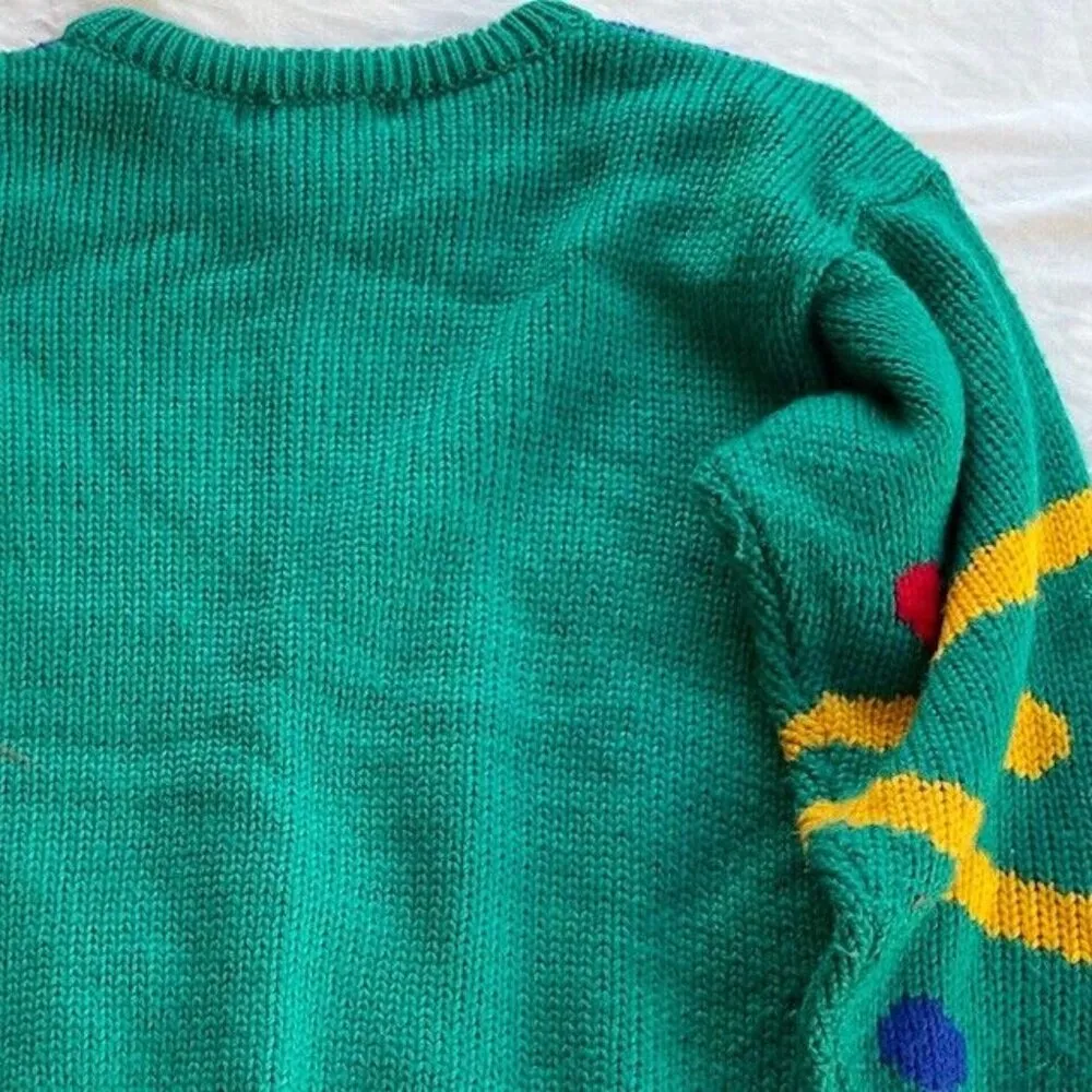 Vintage Adell Barre 80s Ugly Christmas Celebrate Sweater Acrylic Womens S RARE Green - Image 15