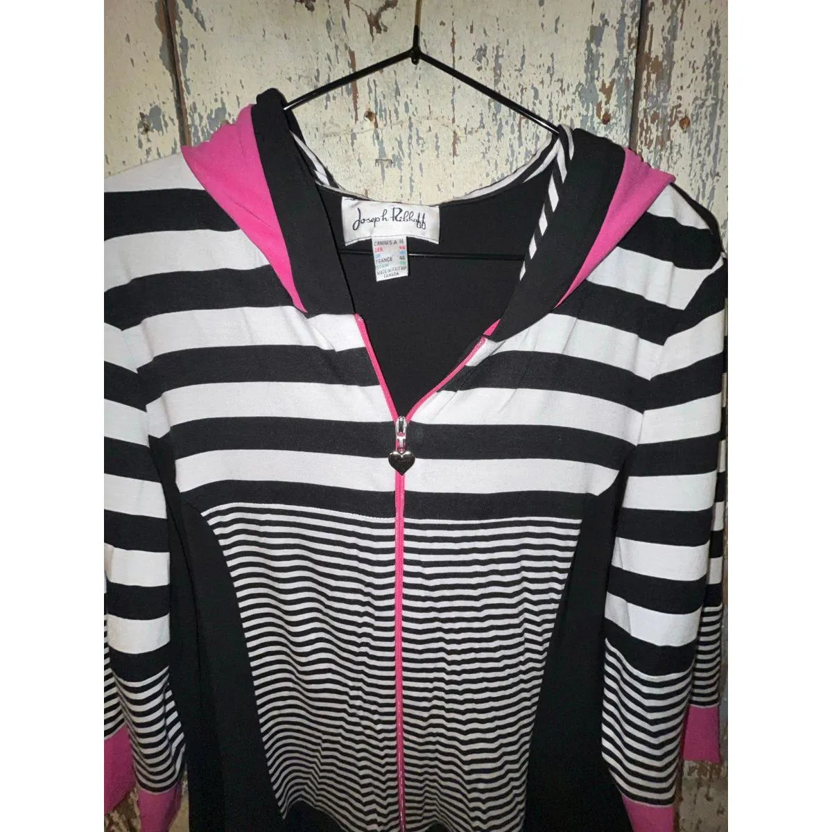 Joseph Ribkoff striped zip up hoodie, size XS Small, vintage - Image 5