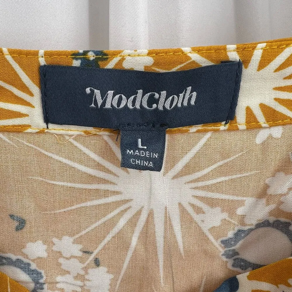 ModCloth Yellow Eyeglass Floral Dress Size Large New - Image 11