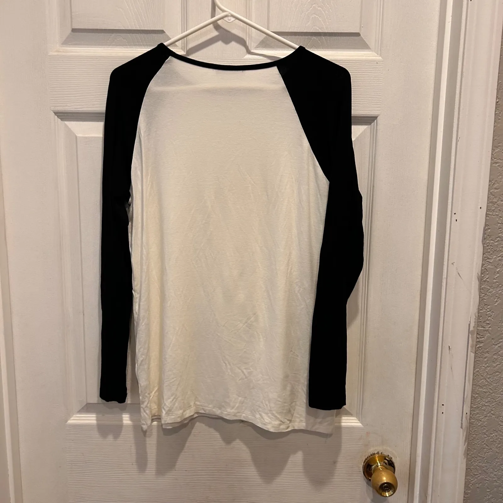 MILAN KISS Womens Long Sleeve Lace Trim Baseball Tee Top White Black Size L Size L - Image 5