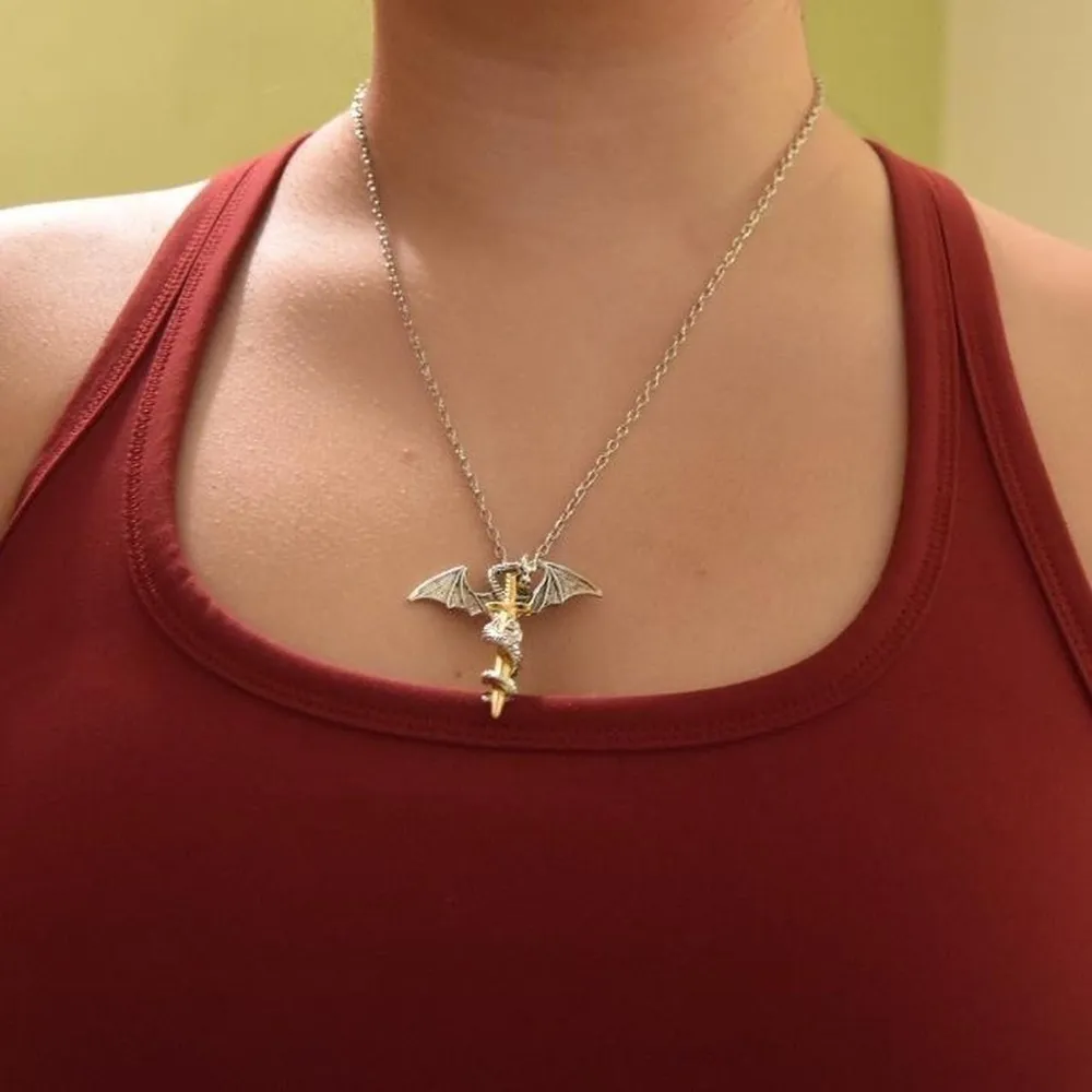 Dragon Pendant Necklace Gold - Image 5