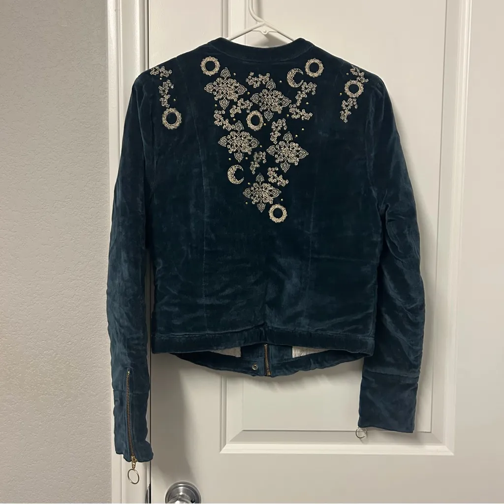 Laura Egloff Embellished Velvet Jacket MEDIUM Blue - Image 6