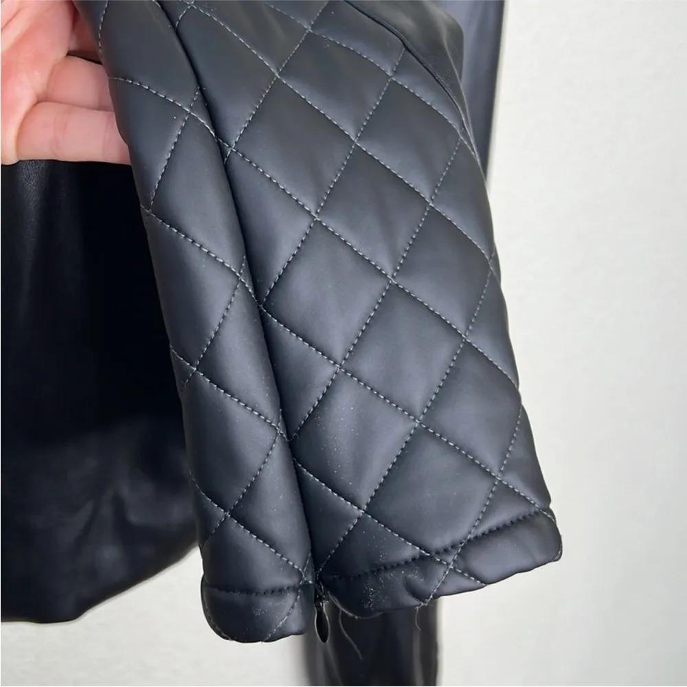 Vegan Leather Quilted Leggings Sexy High Waisted Black Tight sz8 - Image 9
