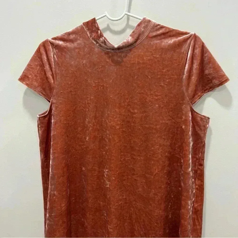 Madewell Soft Pink Crushed Velvet Mockneck Dress, Size M - Image 4