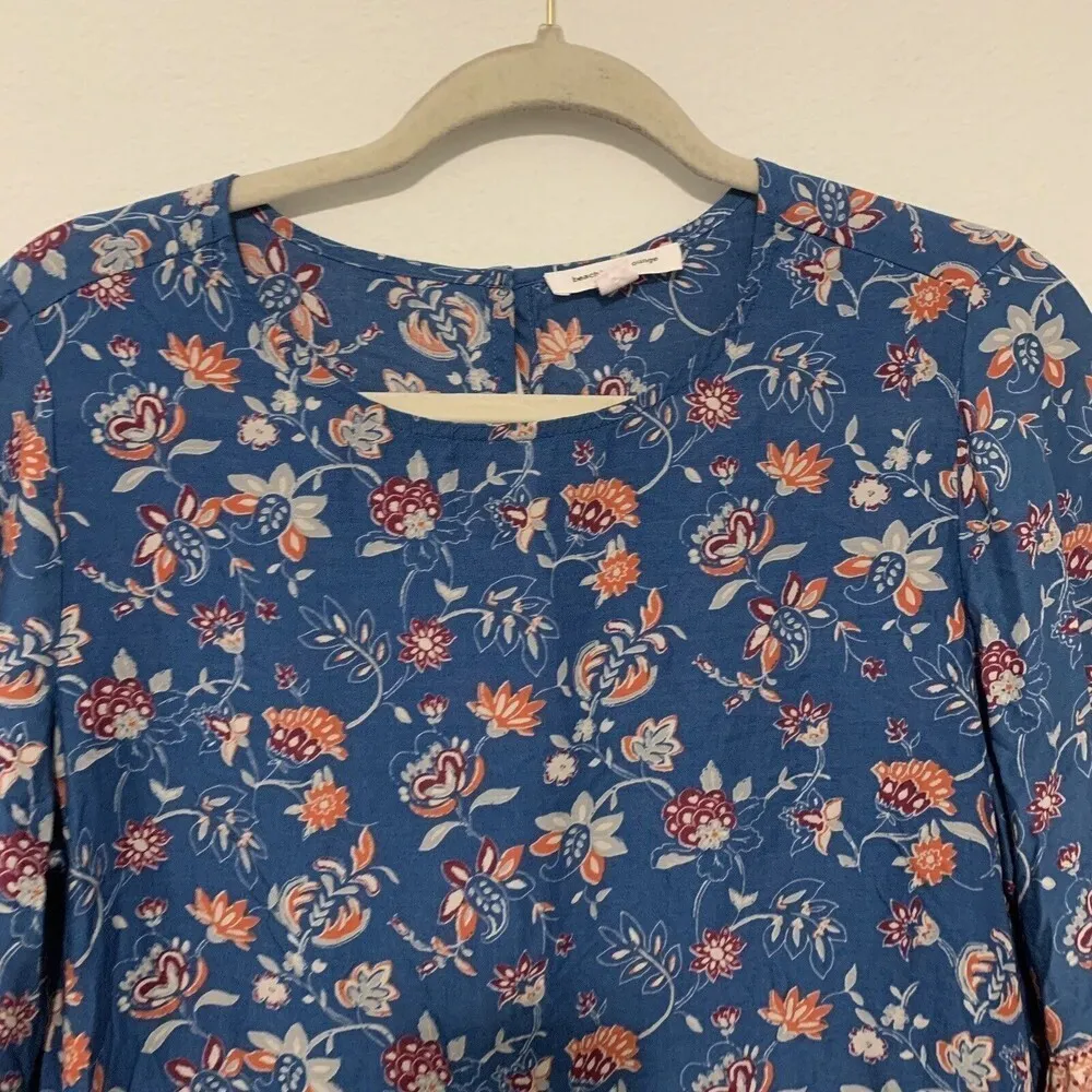 Beach Lunch Lounge Womens Size Small Multicolor Floral Print Blouse - Image 2
