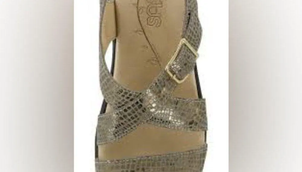 SAS Laguna cross strap sandals gold croc embossed women’s size 7.5 comfort shoes - Image 2