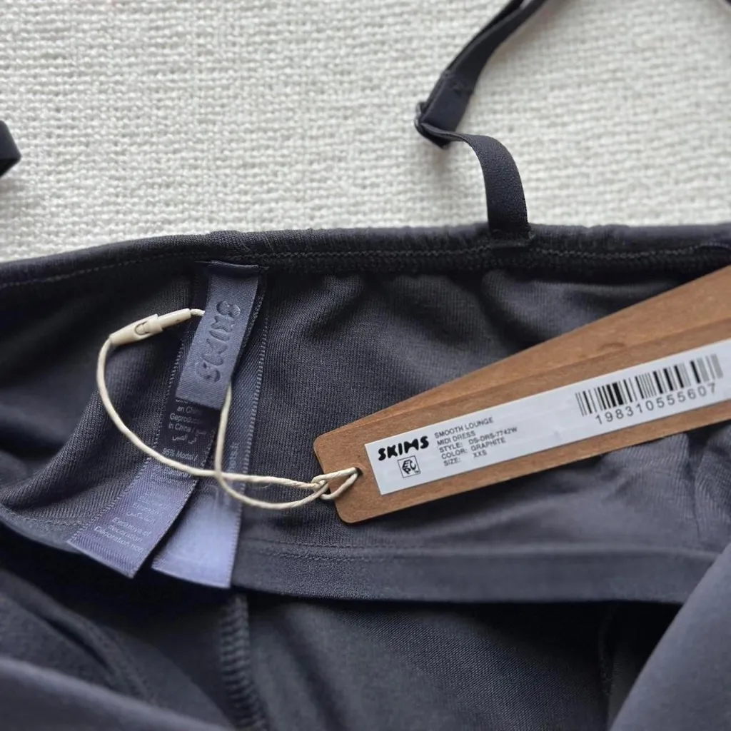 Skims Smooth Layers Midi Dress in Graphite, Size XXS - Image 8