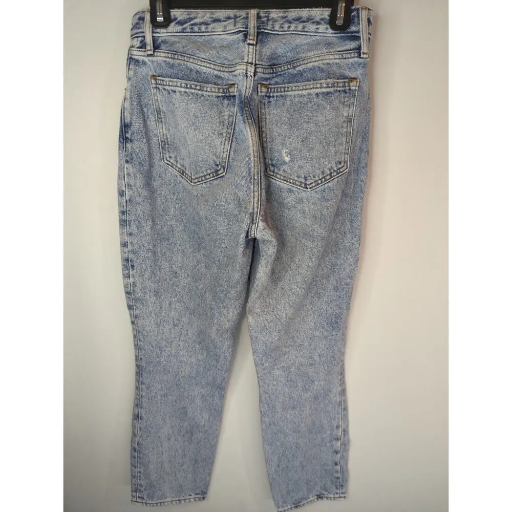 Abercrombie & Fitch Curve Love Light Wash Distressed High Rise Mom Jeans Size 27 - Image 5