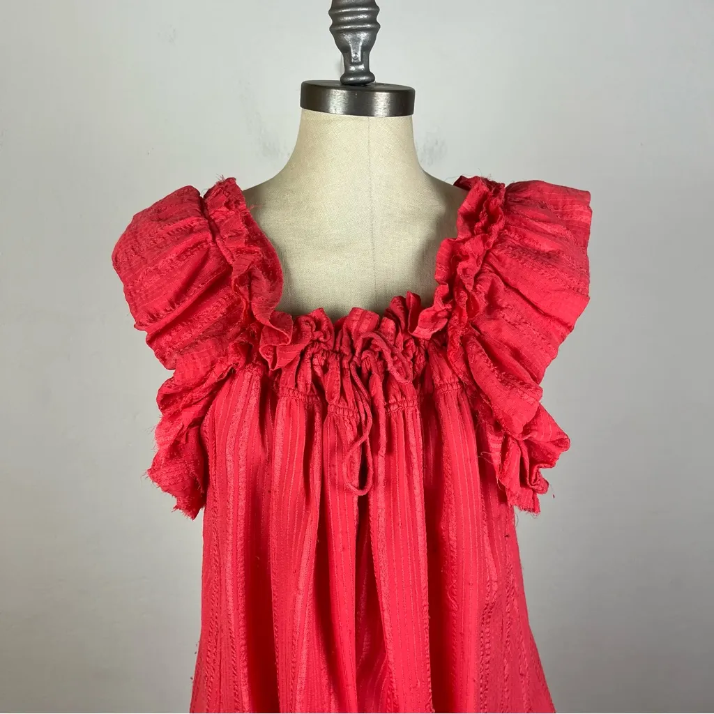 Etoile Isabel Marant Pink Ruffle Silk Blouse Size L - Image 3