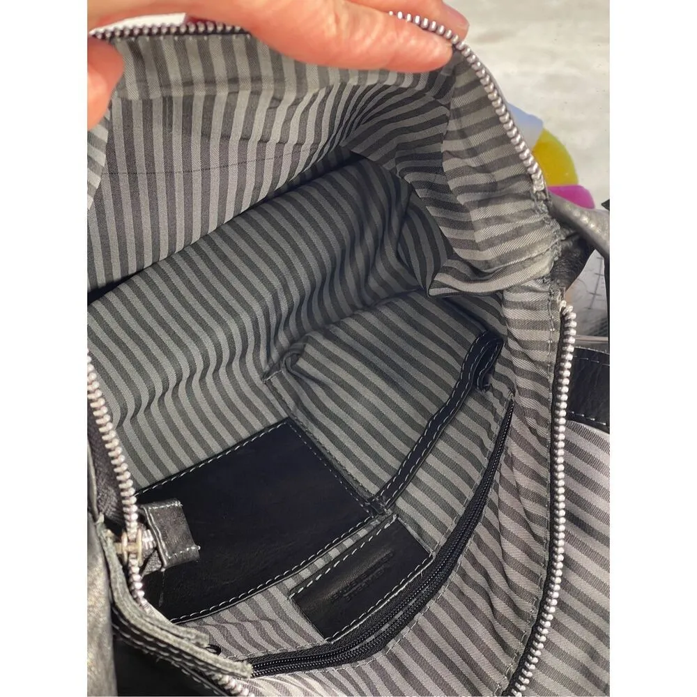 Vera Pelle Patchwork Geniune Leather Crossbody Bag Black OS - Image 8