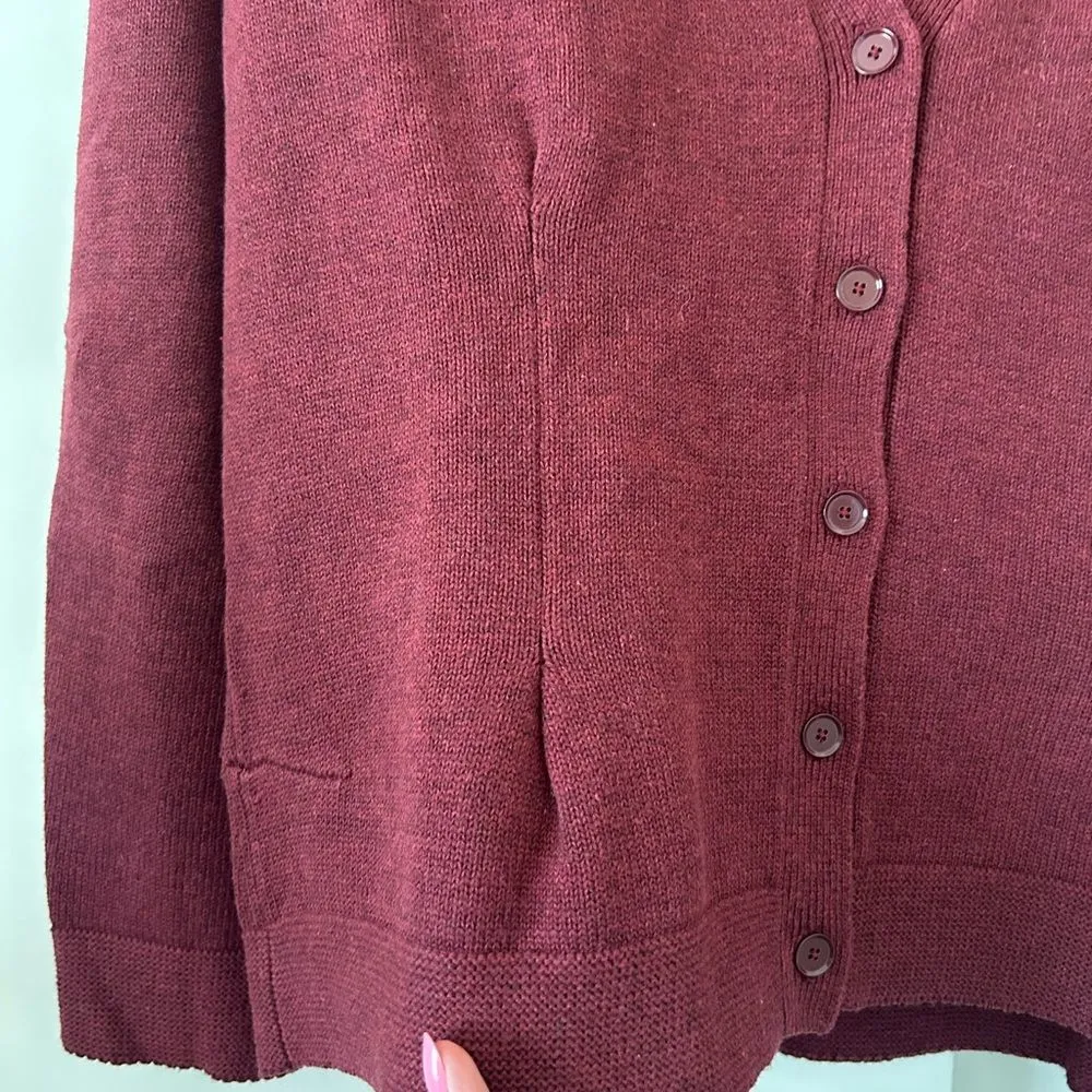 CAbi Catch Cardigan Style #3529 Burgundy Red Button Down V-Neck Sweater Large - Image 5