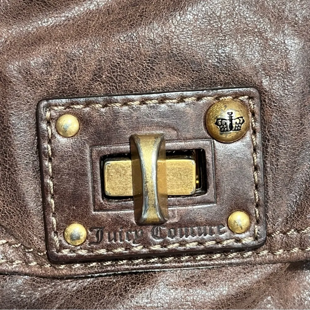 Vintage Y2K Juicy Couture Brown Leather Hobo Bag - Image 4