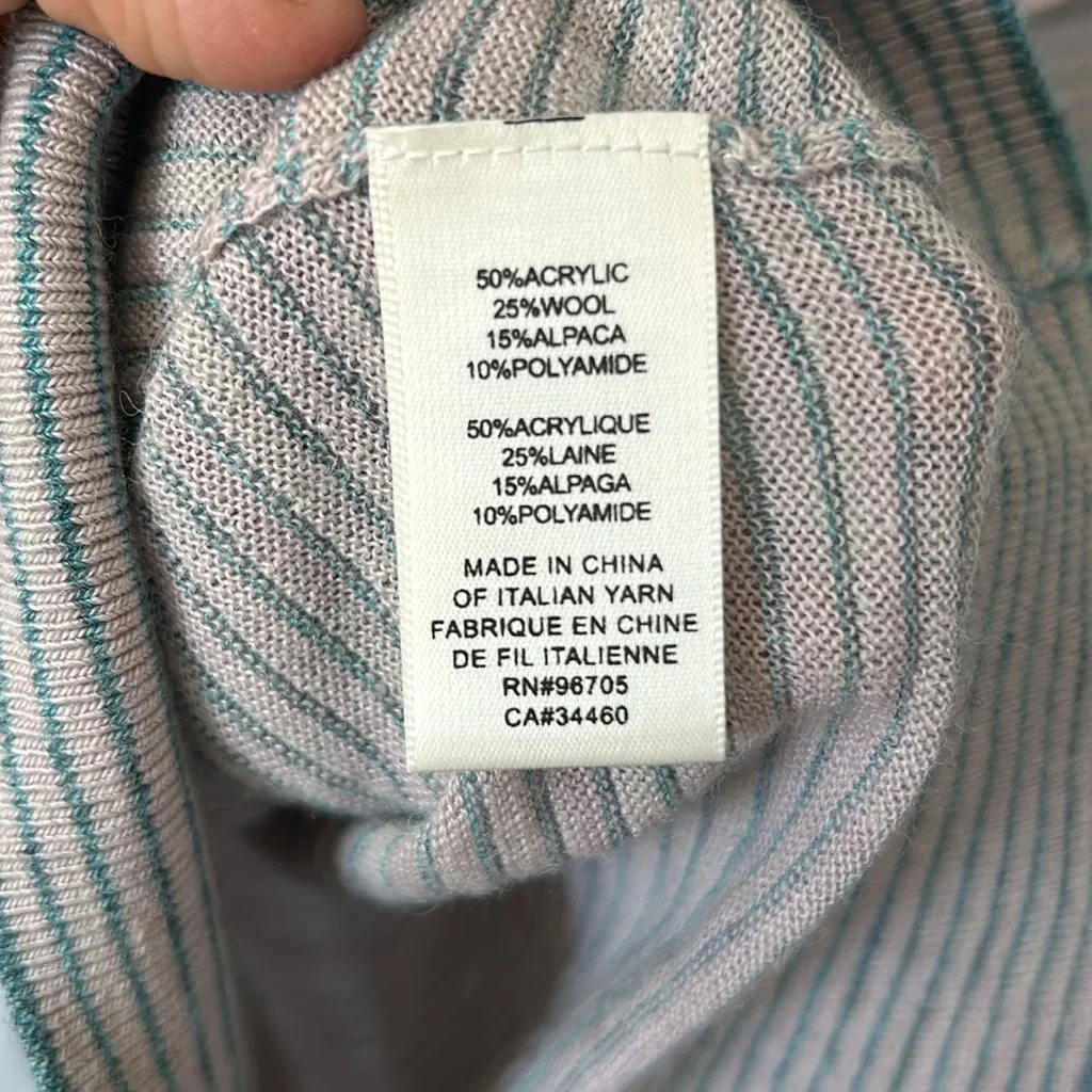 Rebecca Taylor del Ruffle sleeve Crew Neck stripe Sweater wool alpaca size XS - Image 6