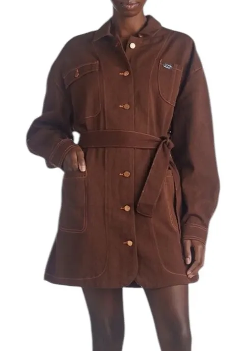 NWT The Fifth Label Denim Cathedral Belted Mini Utility Dress Brown Size S - Image 1