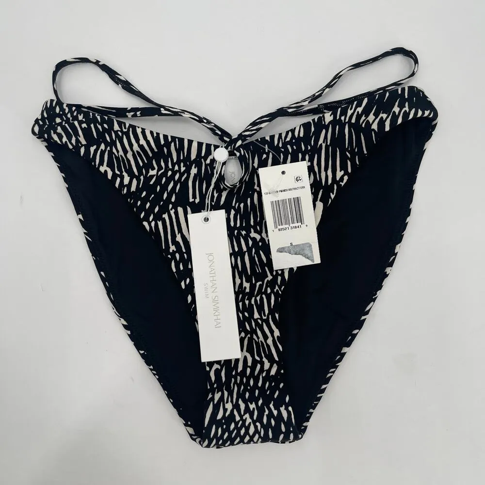 JONATHAN SIMKHAI Alani Bikini Swim Bottoms Size Small NWT Abstract Fern B&W Black - Image 12
