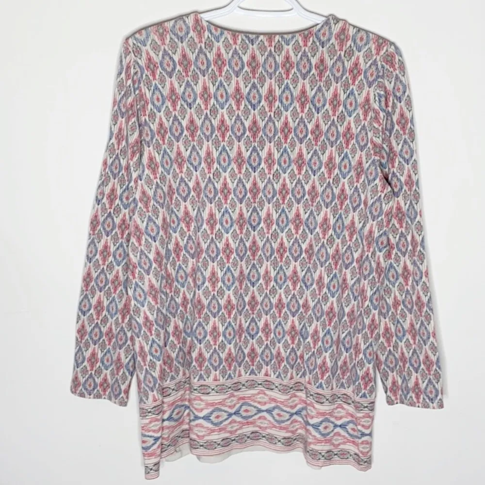 J.Jill Luxe Supima forward seam cotton boho tribal print tunic sz M - Image 2