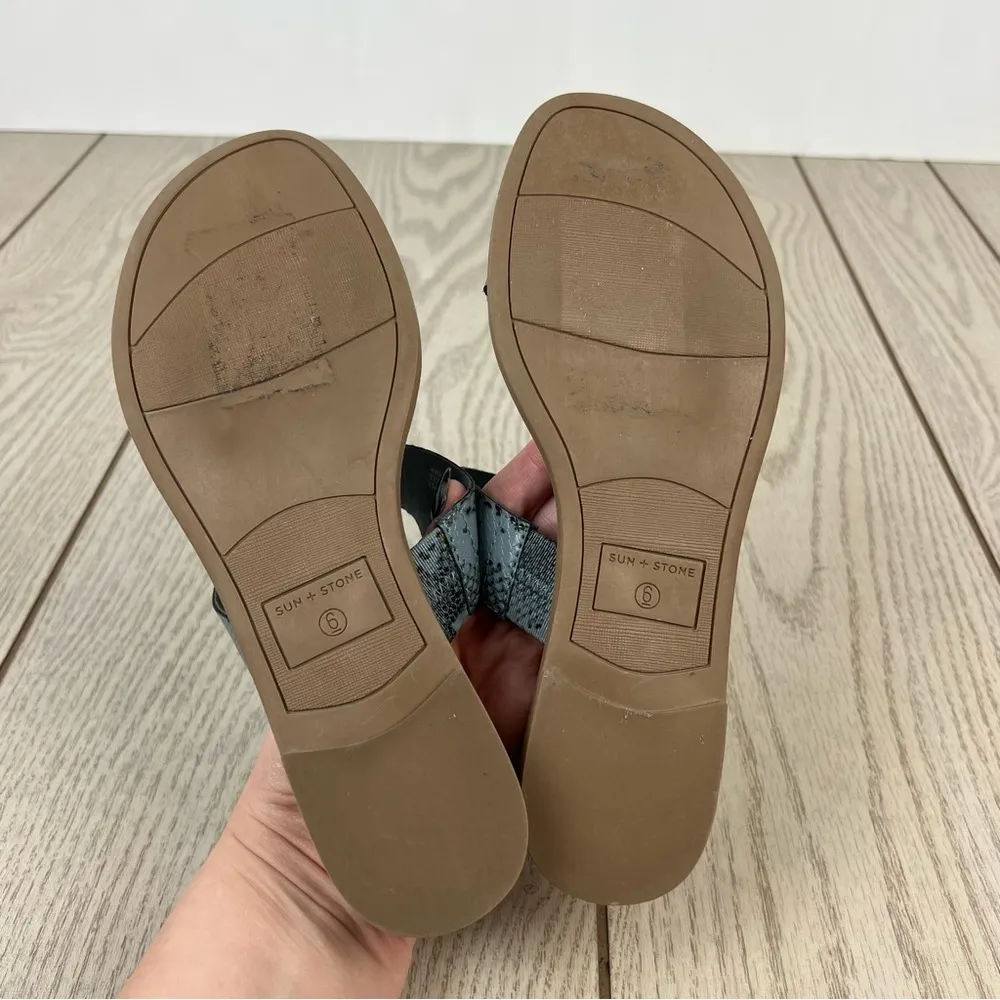 Sun + Stone Easten Slide Sandals 6M Blue Snake Skin Pattern $50 Size 6 - Image 8