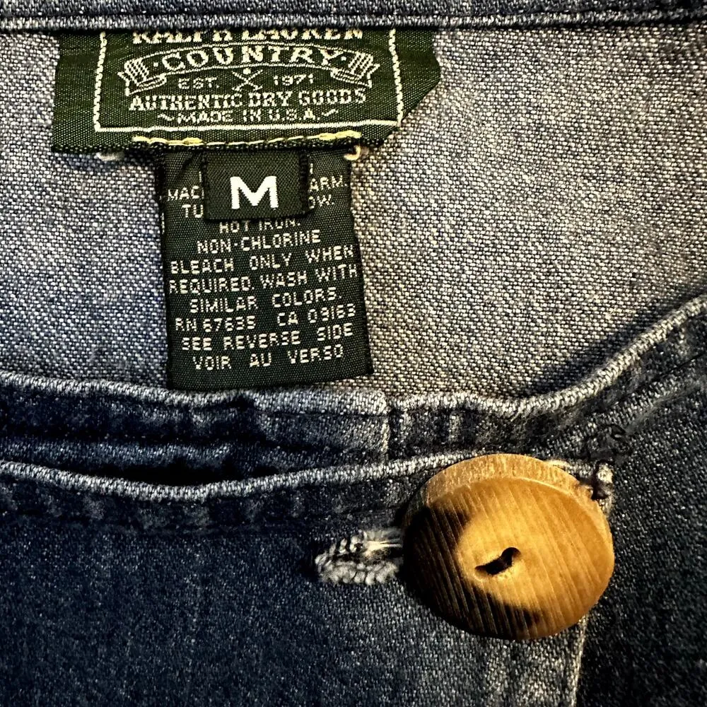 Ralph Lauren Country Denim Skirt 100% Cotton Wrap Single Button Medium Wash M - Image 2