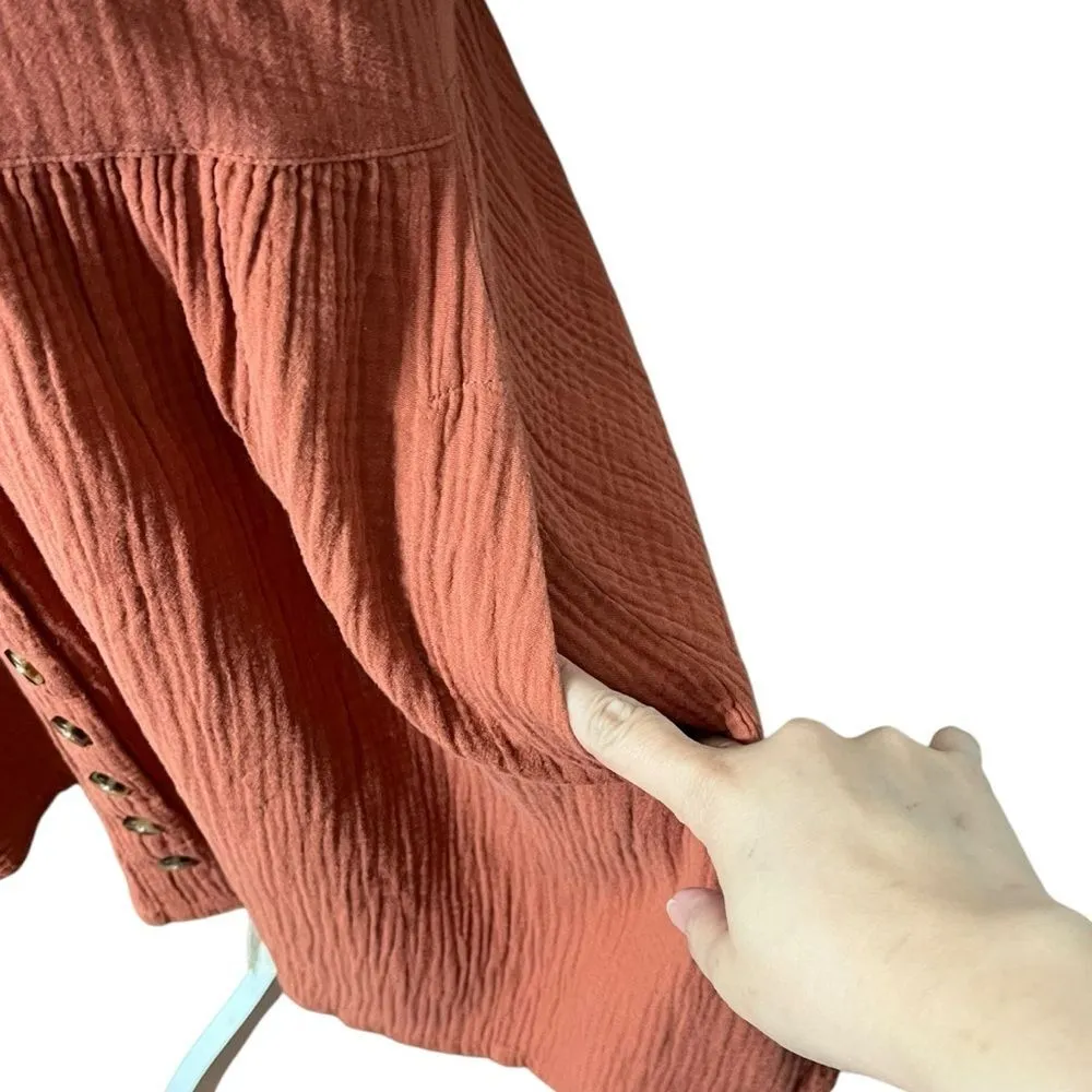 Madewell Seersucker Button-Front Midi Dress Women’s Size XXS Afterglow Red - Image 10