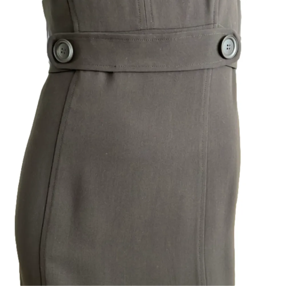 2000s Vintage M Siamo Brown Wool Belted Sheath Midi Dress Tailored Quiet Luxury Size 6 - Image 5