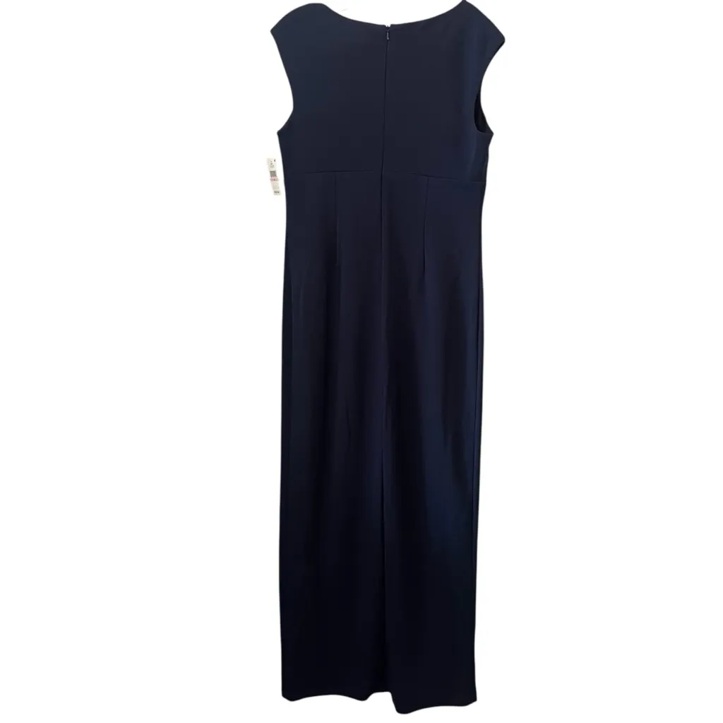 NEW SLNY dress navy blue Long Maxi Crystal Embellishment Front Slit Formal Sz 10 - Image 3