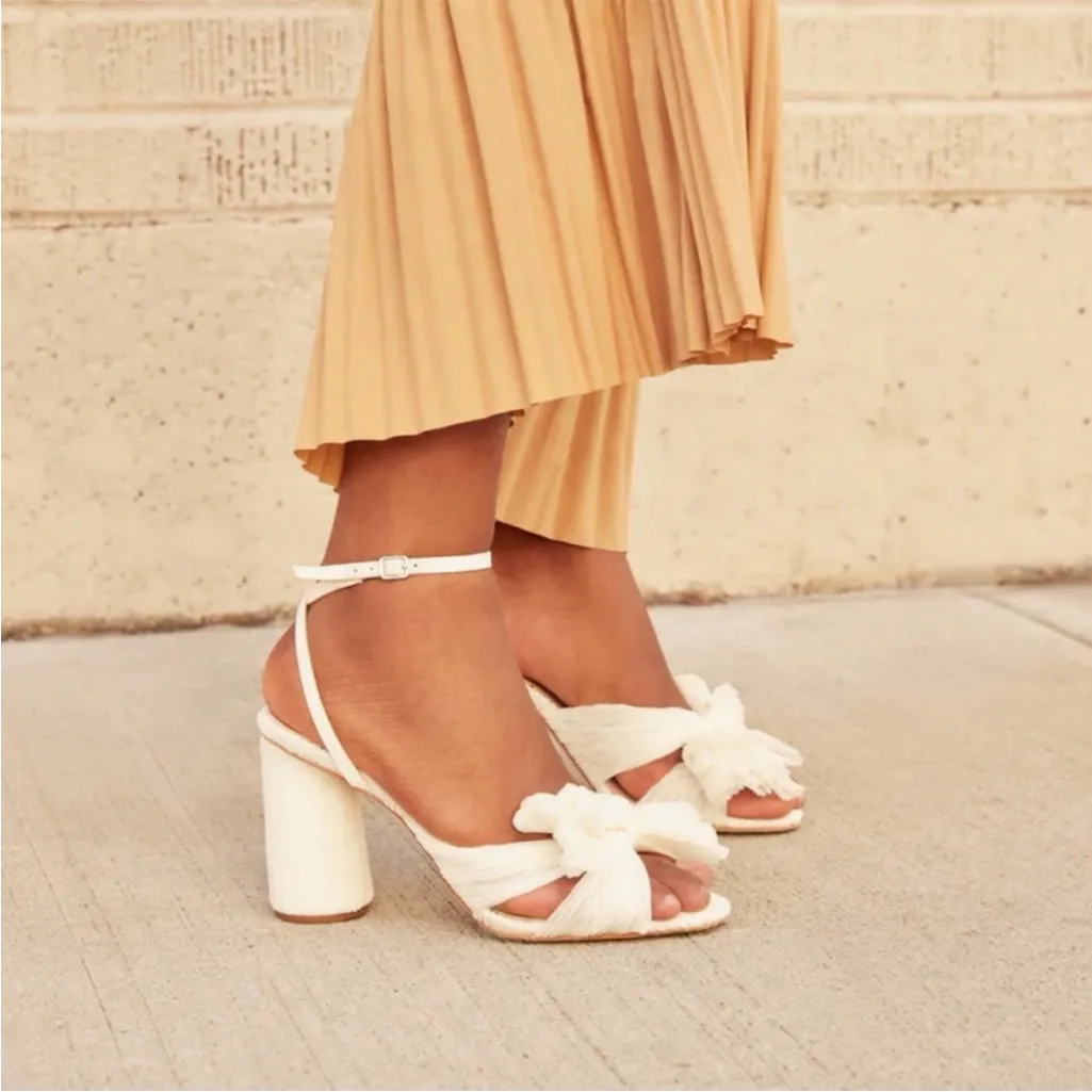 NEW NIB Loeffler Randall Camellia Pearl Pleated Bow Heels - Image 2
