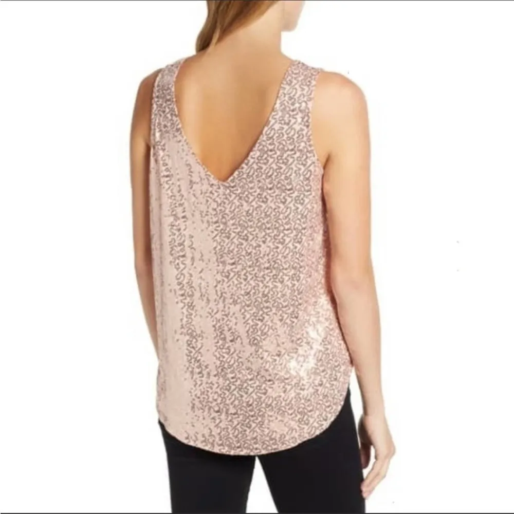 Gibson x Glam Squad Cassie Sequin Tank Top Pink Size Small - Image 2