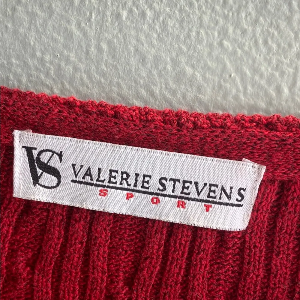 Valerie Stevens Red Cable Knit Cardigan Sweater - Image 2