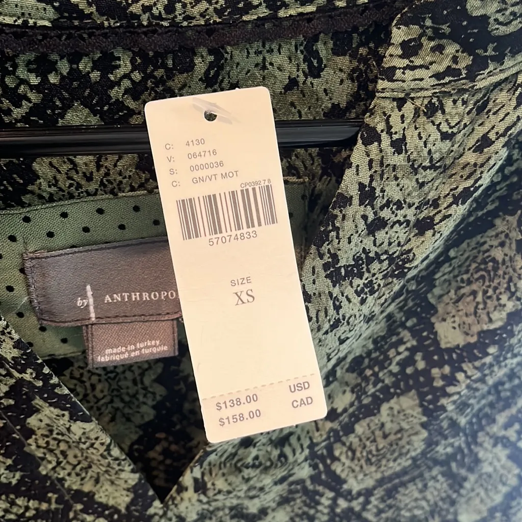 Anthropologie, NWT, the Rachel, snake skin, green dress size extra small - Image 4