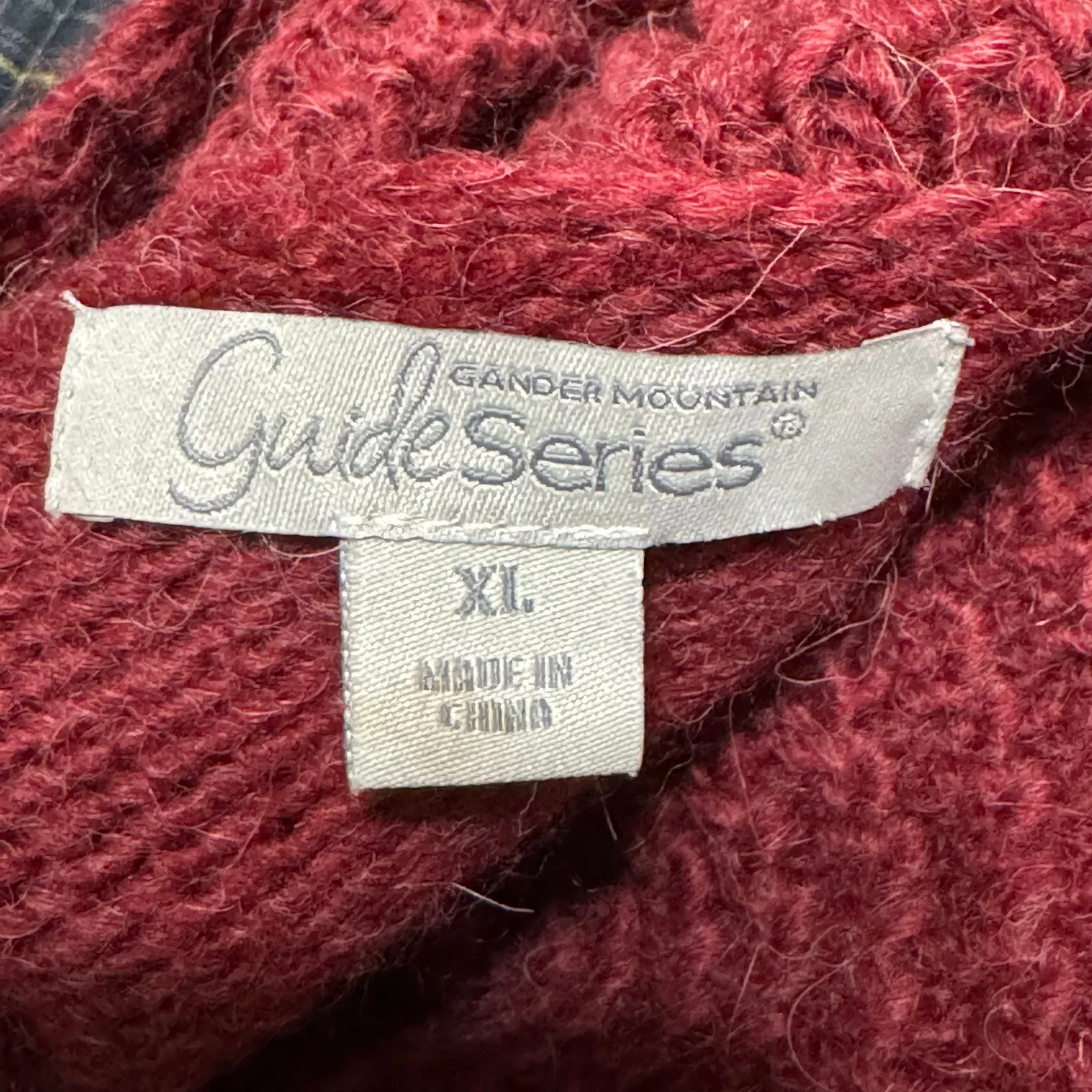 Rustic Red Shawl Collar Sweater XL Gander Mountain Cabincore Granola Cozy Fall - Image 5