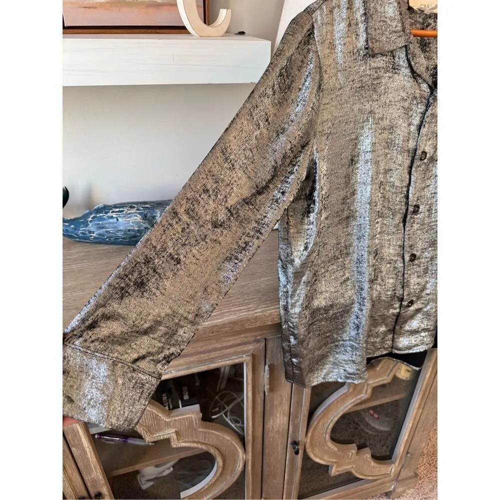 THE GREAT. Bask Top Blouses in Silver Size 2 (medium) - Image 5