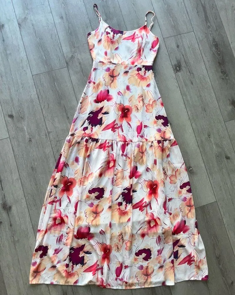 Rokoko NWT open back floral maxi dress S watercolor - Image 9