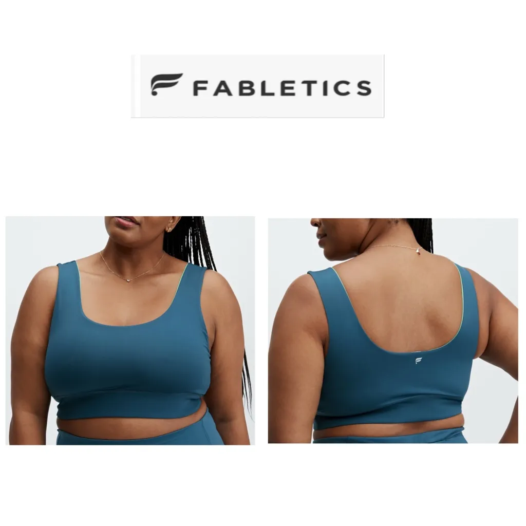 Fabletics Midnight Teal/Spring Leaf Harlow Reversible Medium Impact Sports Bra - Image 2