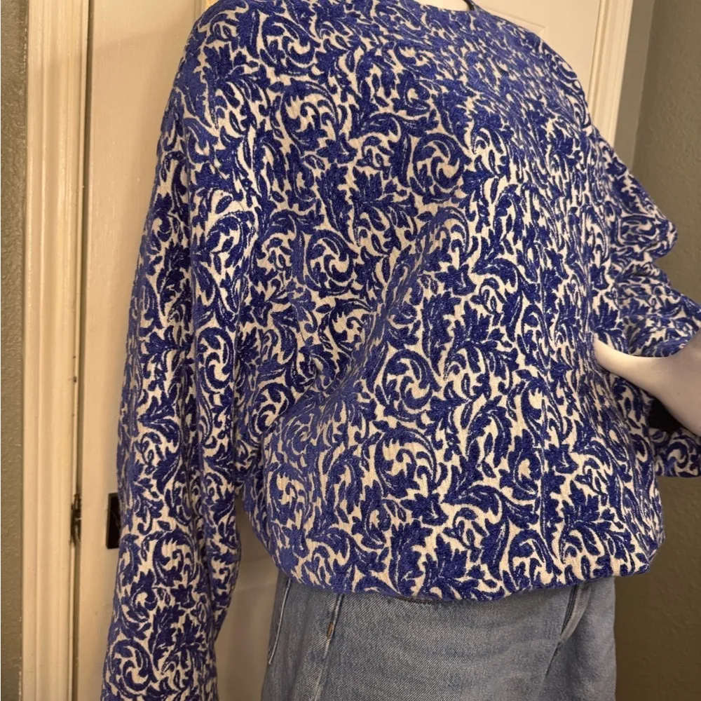 DRIES VAN NOTEN.Capo Paisley Jacquard Gathered-hem Shirt In Blue. - Image 6